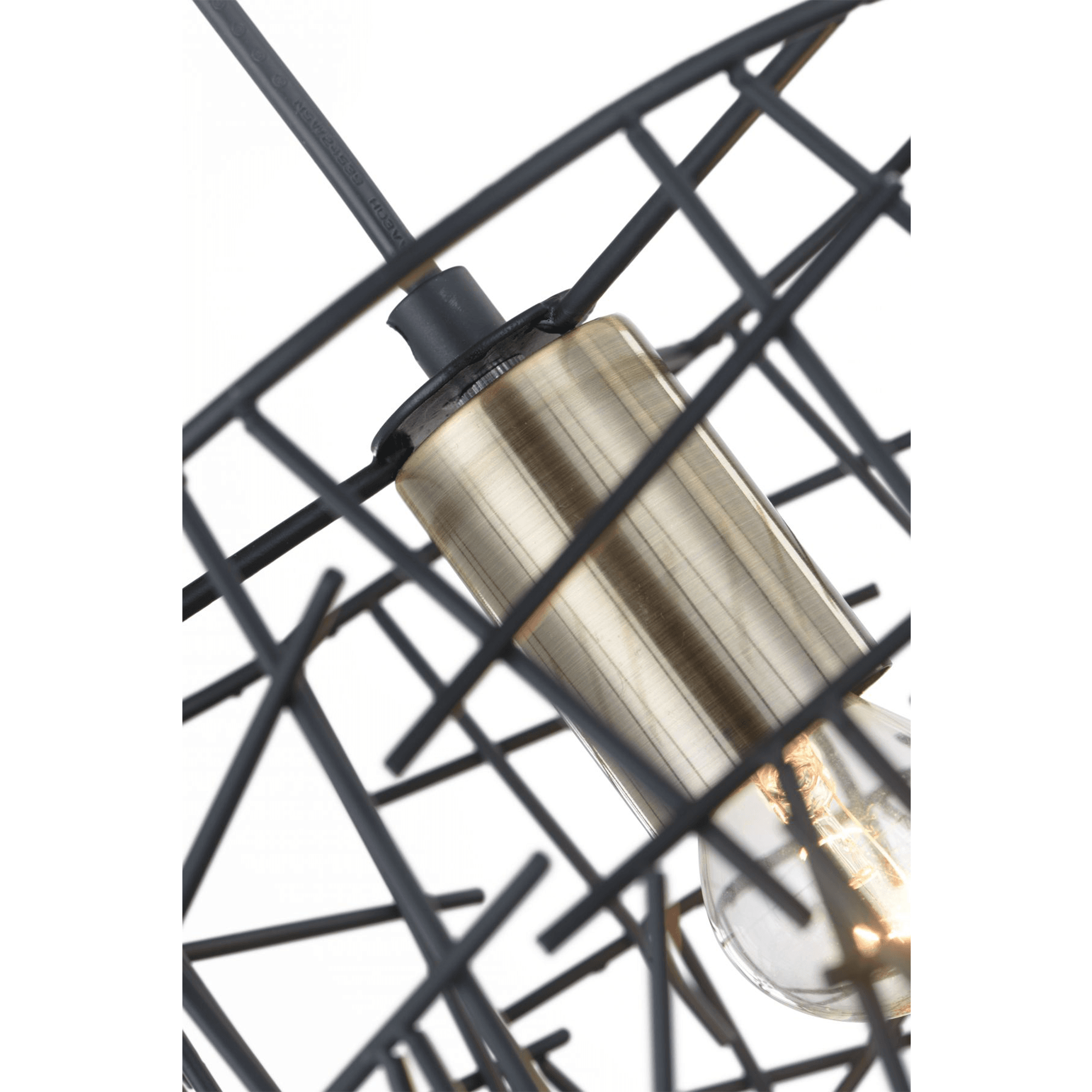 Bambu 1 Light Black Metal Pendant Antique Brass