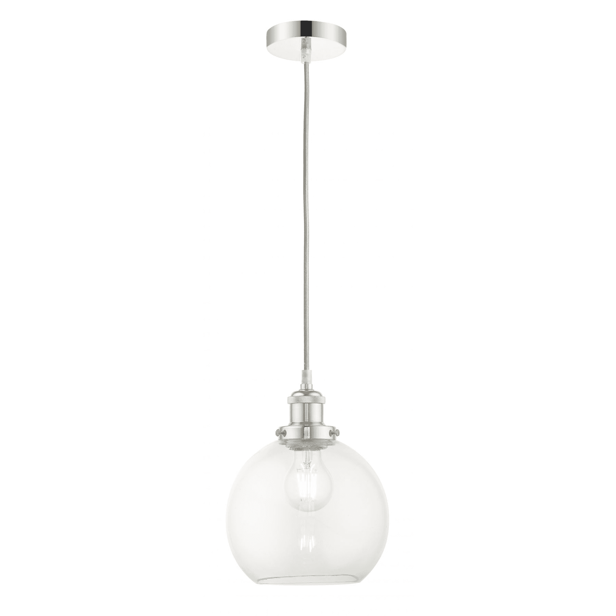 Lewis Small Glass Ball Pendant Polished Chrome