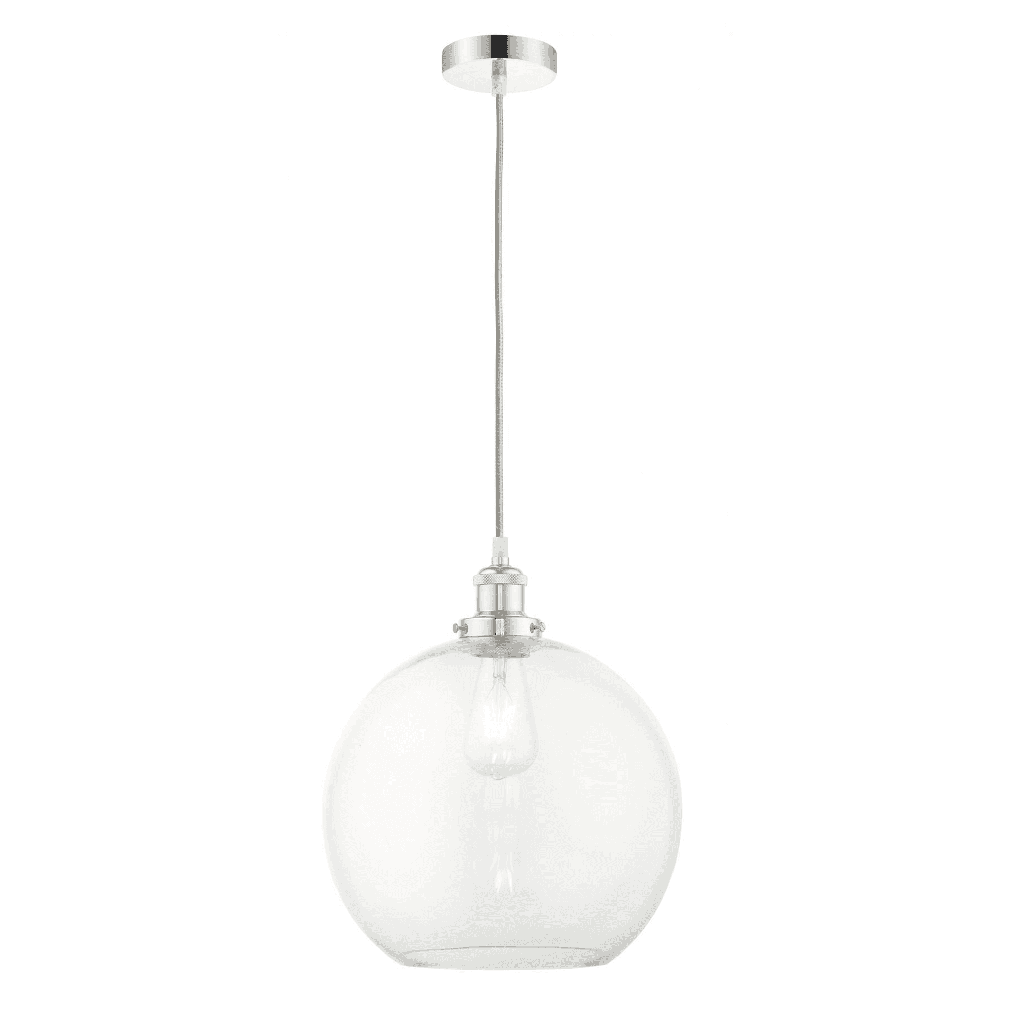 Lewis Medium Glass Ball Pendant Polished Chrome