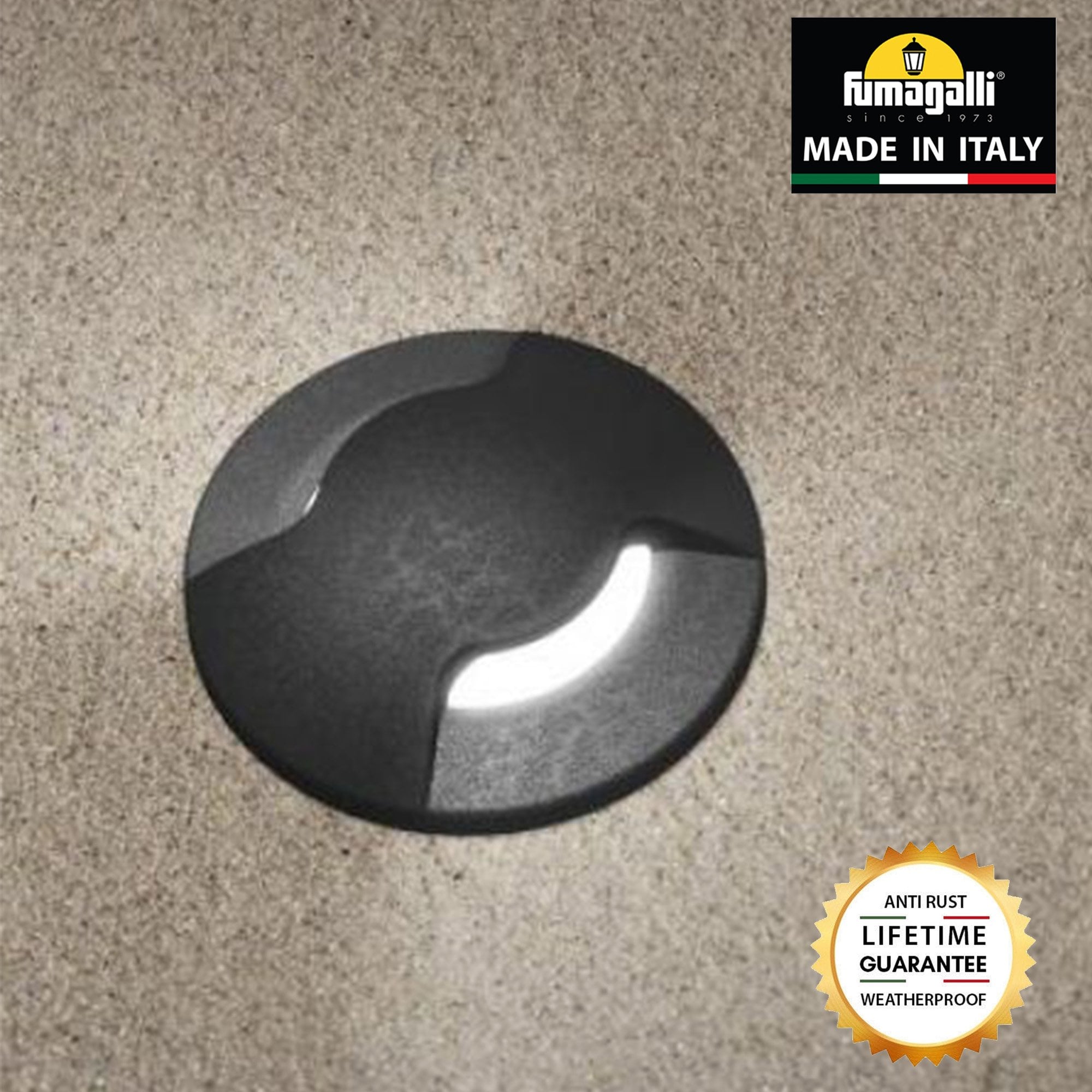 Aldo Round 2 Light Black Walkover or Recessed Wall Light