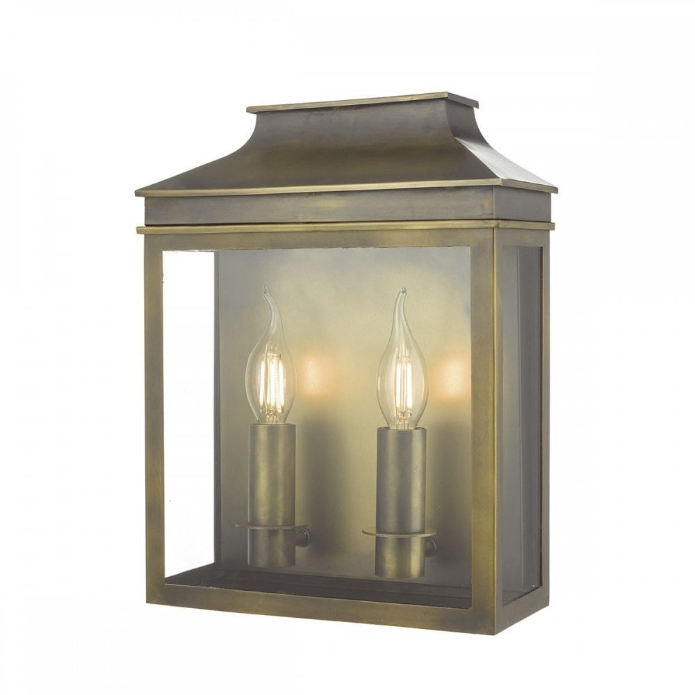 Vapour 2 Light Brass Lantern IP44