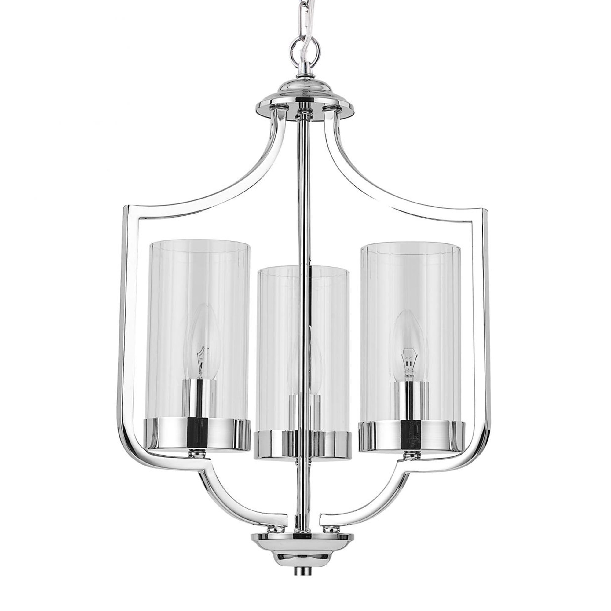 Ashley 3 Light Lantern Pendant Polished Chrome
