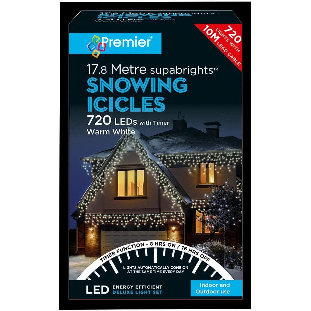 721 Warm White LED Icicles with Timer