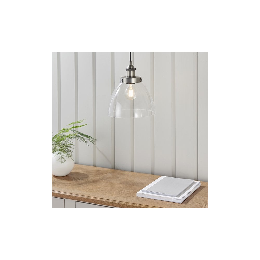 Hansen Single Pendant in Brushed Silver Finish
