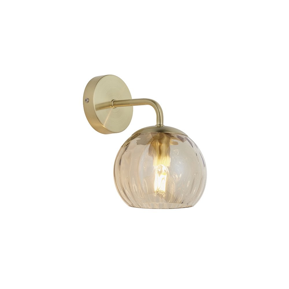 Dimple Wall Light in Brushed Brass with Champagne Glass