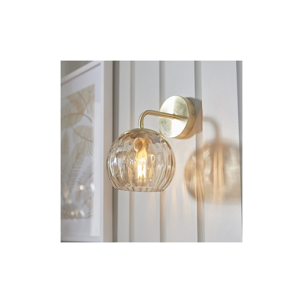 Dimple Wall Light in Brushed Brass with Champagne Glass