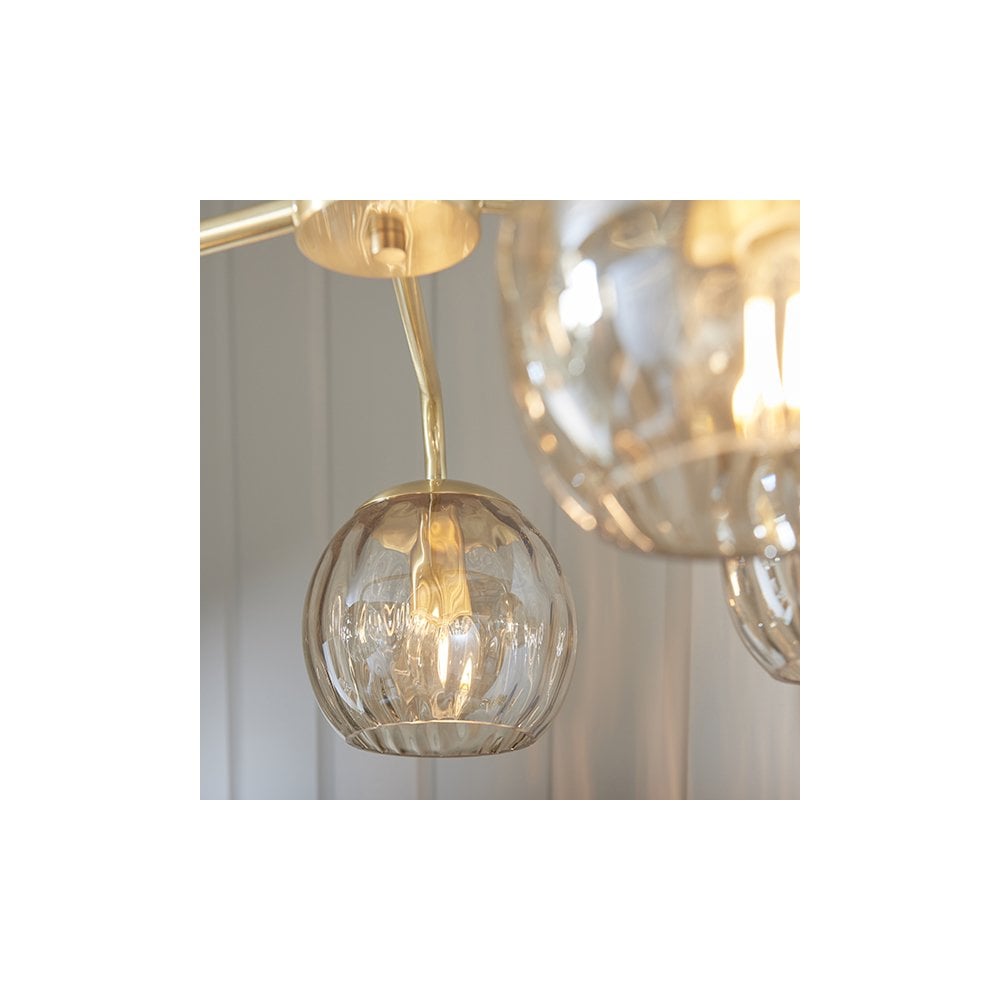 Dimple 5 Light Semi-Flush Fitting in Brushed Brass