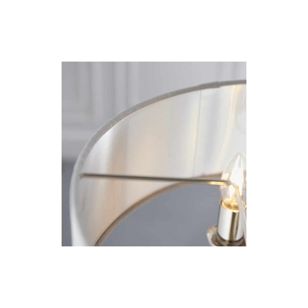 Highclere 3 Light Pendant in Bright Nickel C/W Charcoal Shade