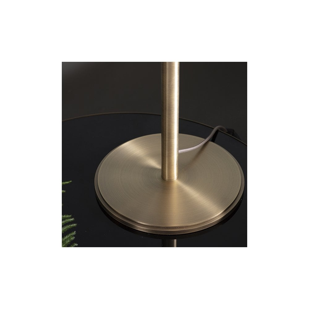 Hayfield Table Lamp in Matt Antique Brass C/W Green Velvet Shade