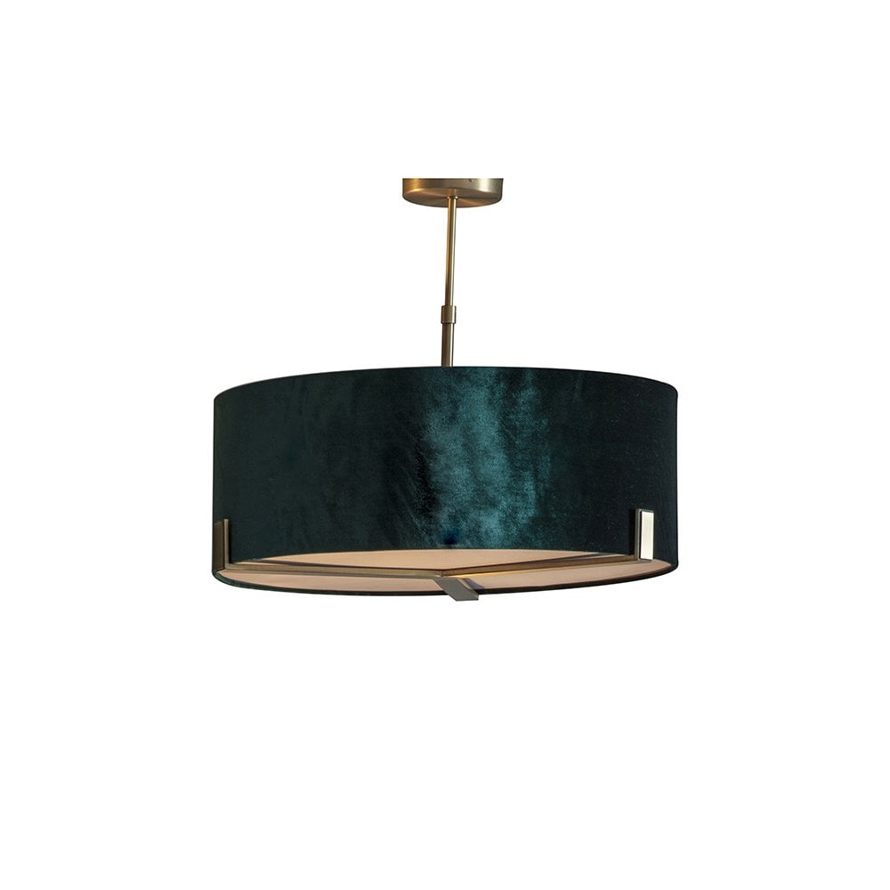 Hayfield 3 Light Pendant in Matt Antique Brass C/W Shade