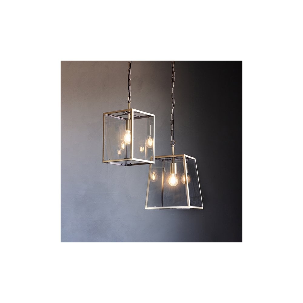 Hurst Box Style Single Pendant in Antique Brass Finish