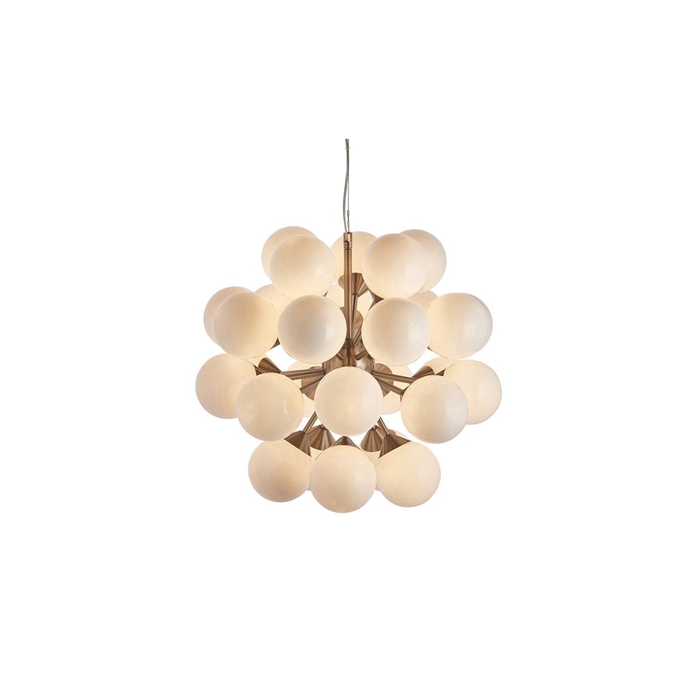 Oscar 28 Light Pendant in Satin Nickel with Gloss White Glass