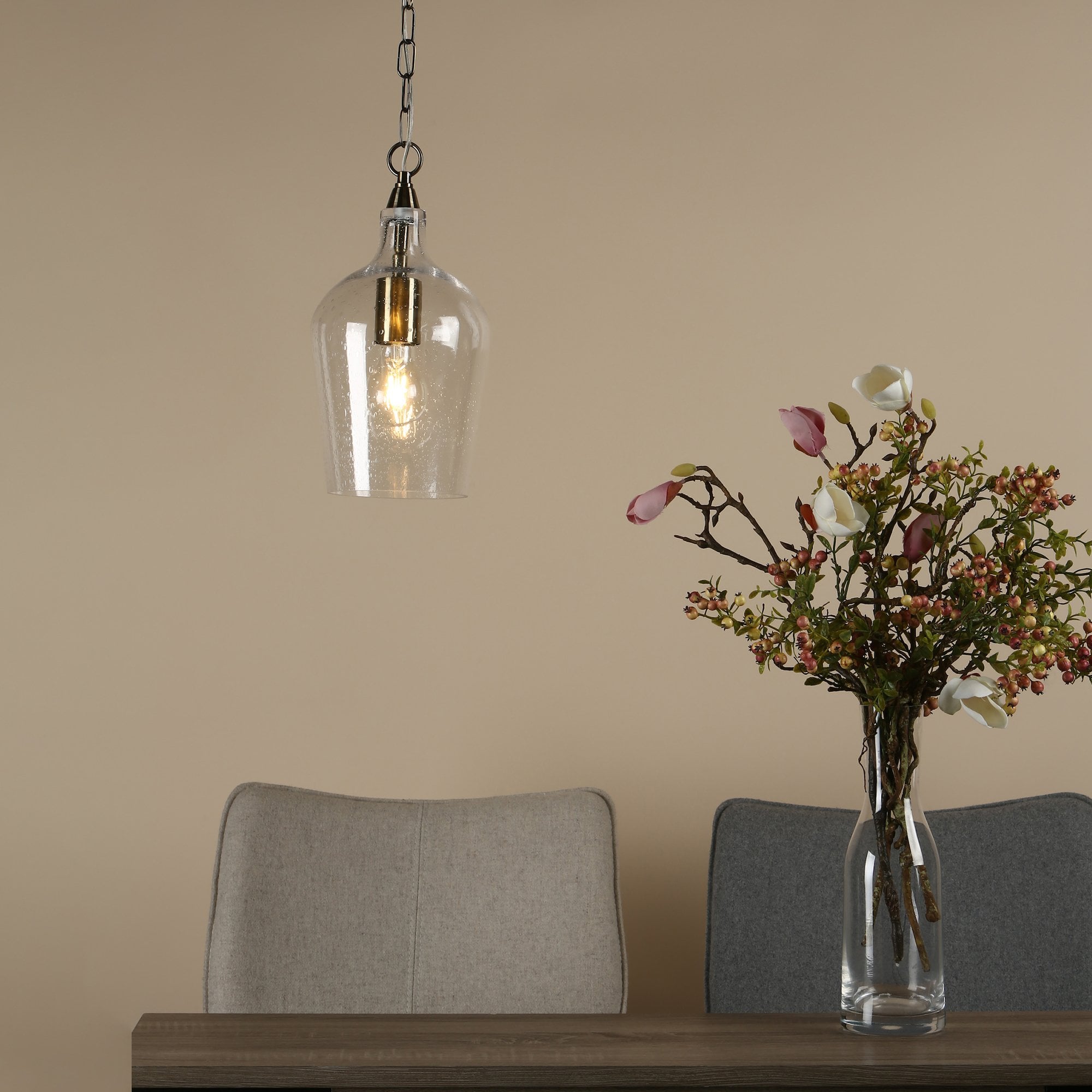 Nida Pendant Antique Brass Glass