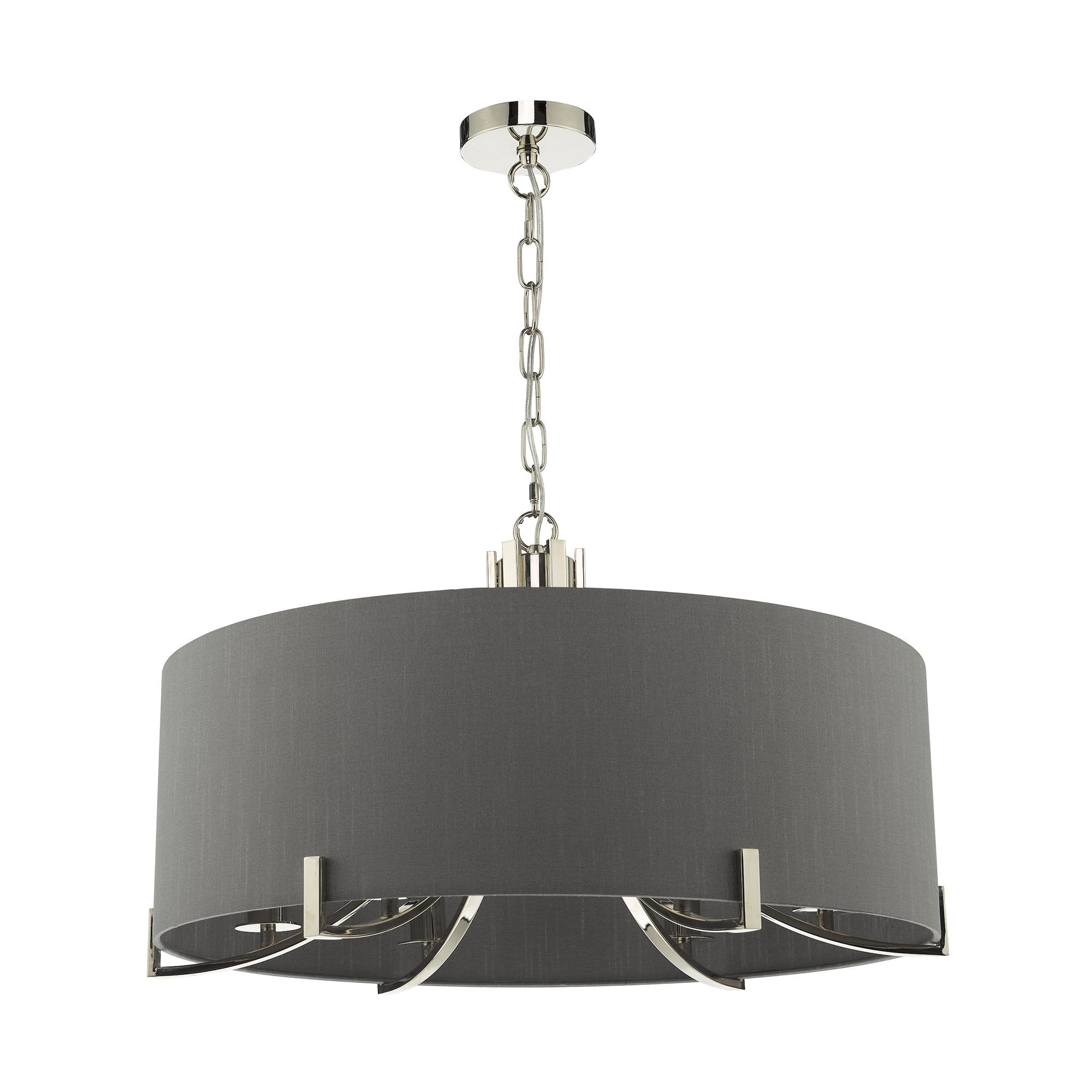 Veyron 6 Light Pendant Polished Nickel With Grey Shade