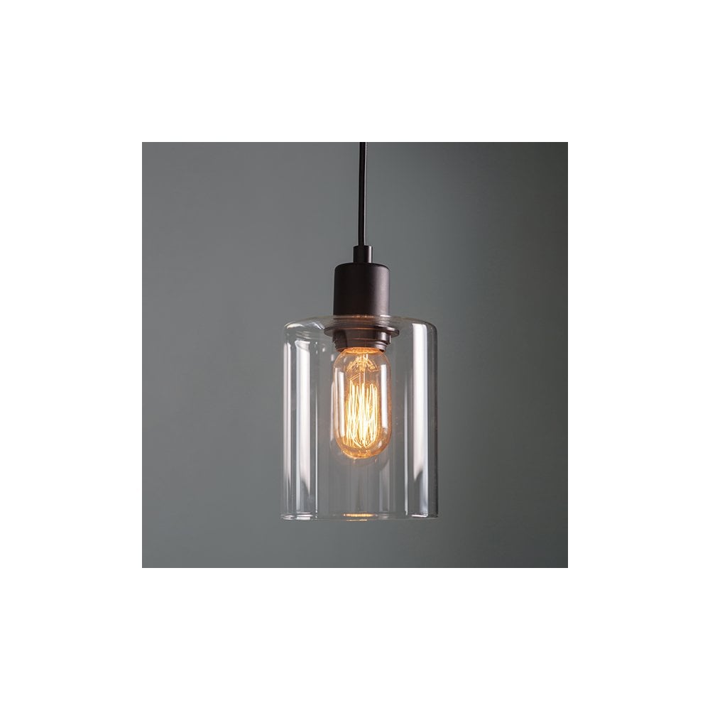 Toledo Matt Black Pendant with Clear Glass Head