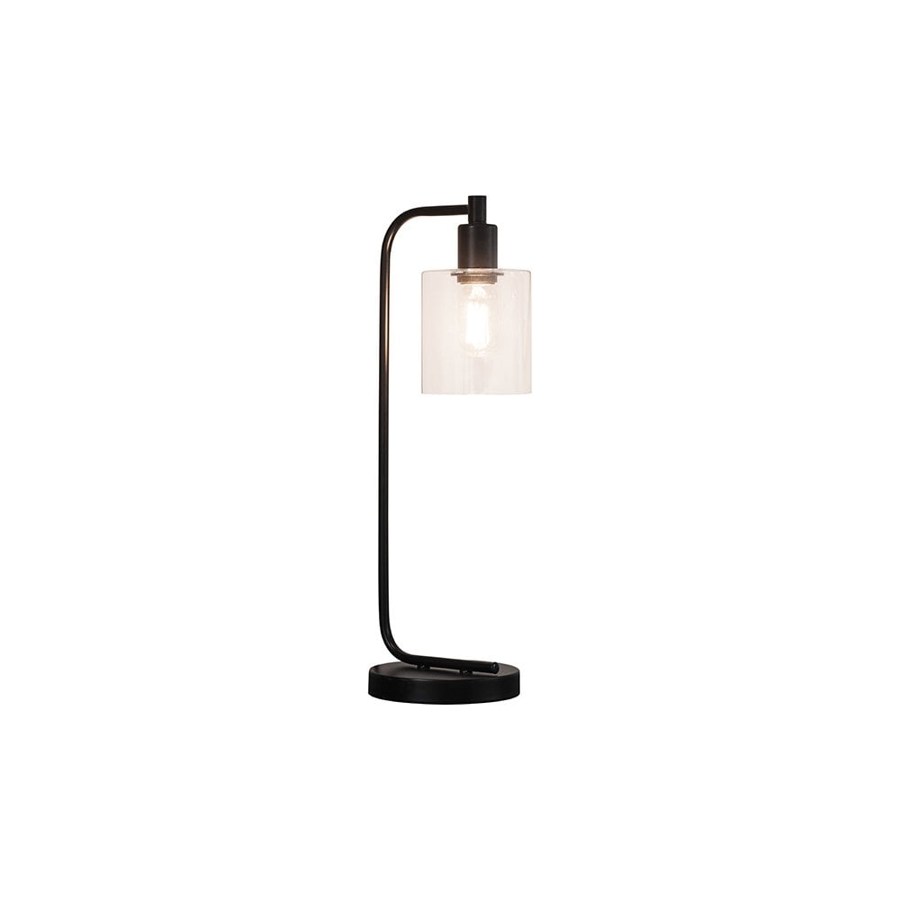 Toledo Matt Black Table Lamp with Clear Glass Head