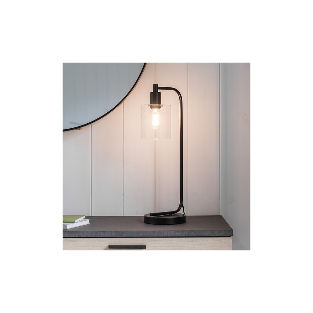Toledo Matt Black Table Lamp with Clear Glass Head