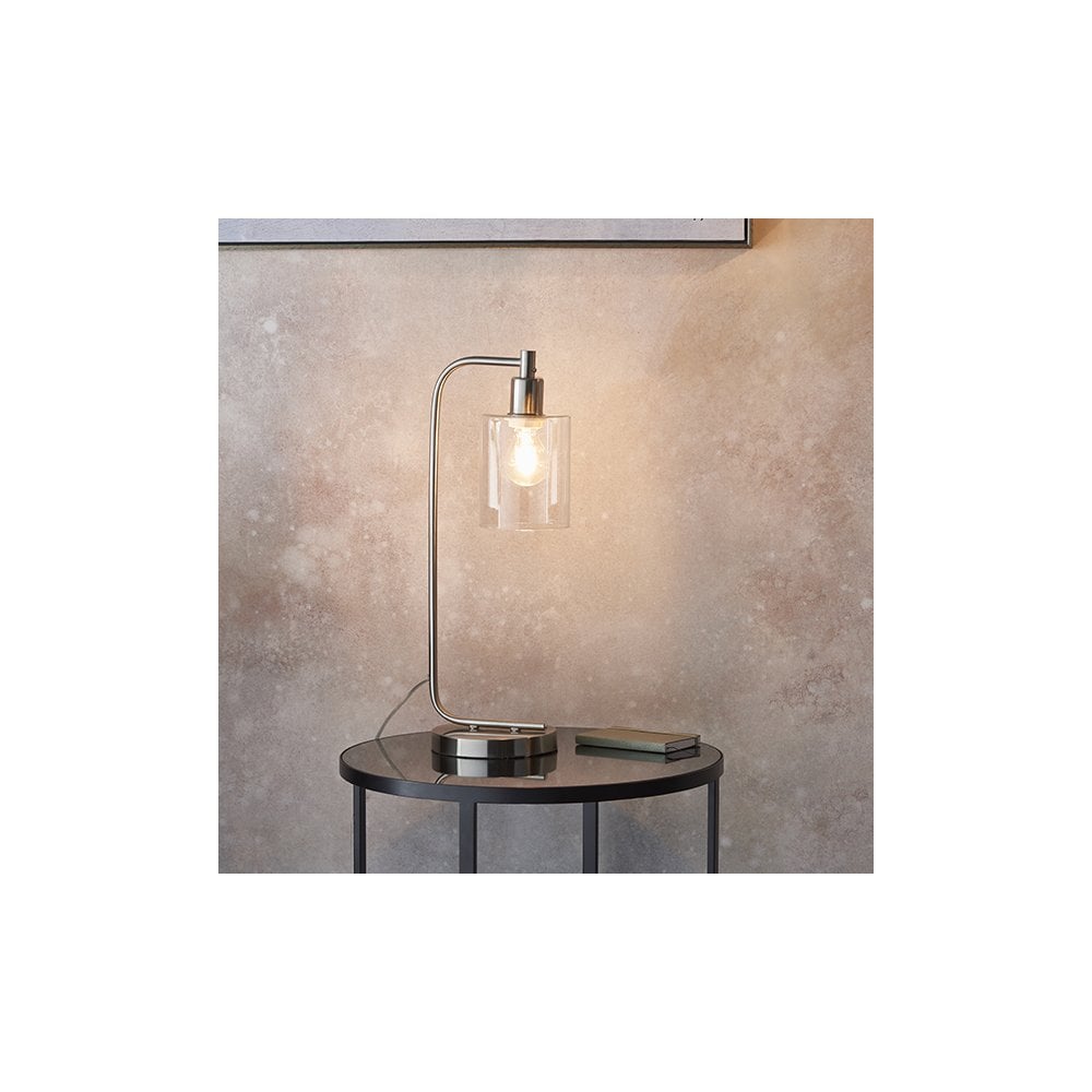 Toledo Brushed Nickel Table Lamp with Clear Glass Head