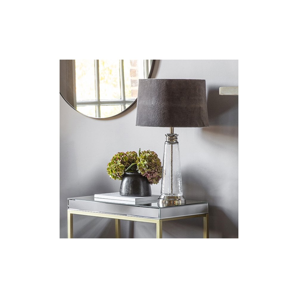 Winslet Hammered Glass Table Lamp C/W Grey Shade