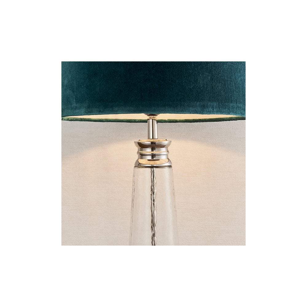 Winslet Hammered Glass Table Lamp C/W Teal Shade