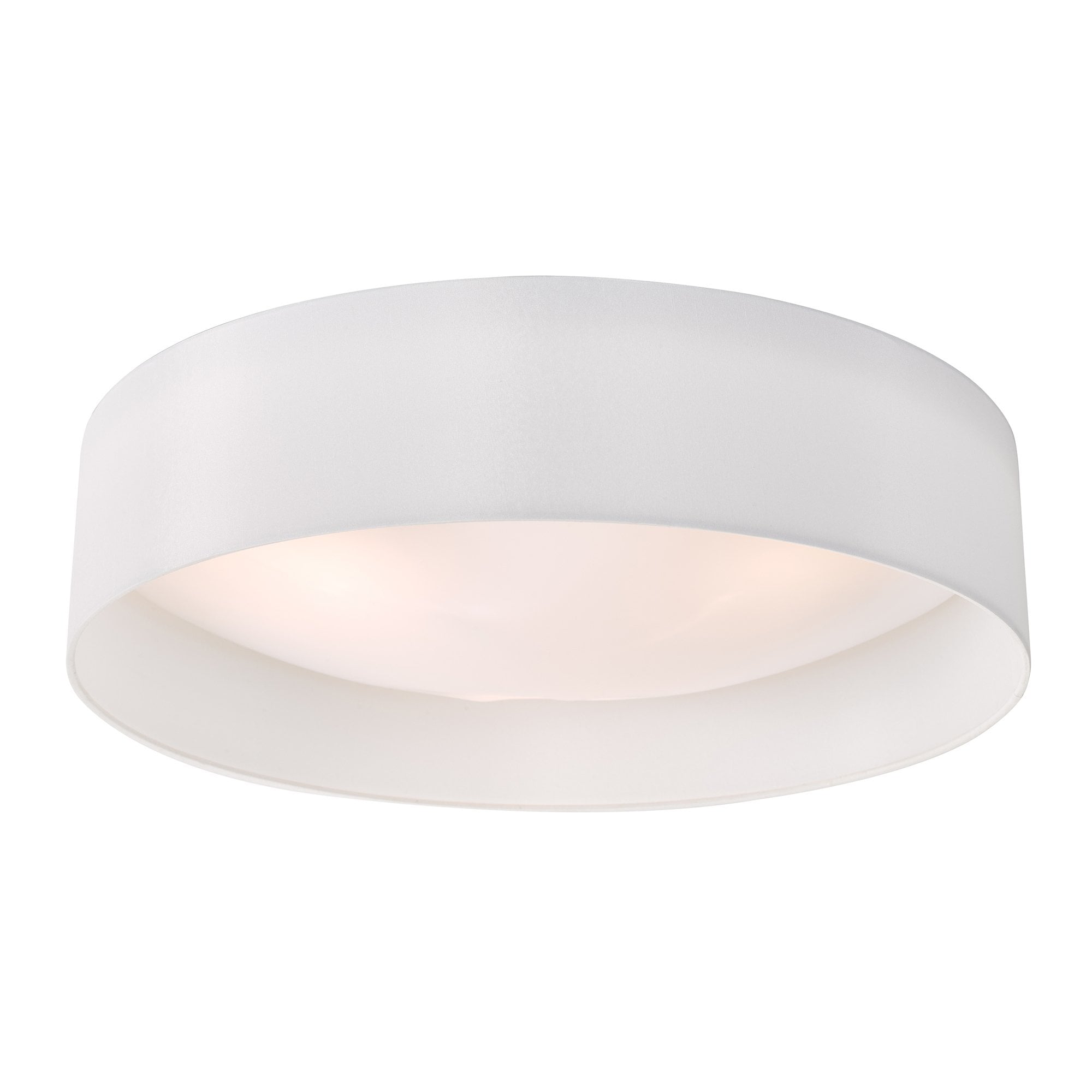 Nysa 3 Light Flush White Faux Silk 60cm
