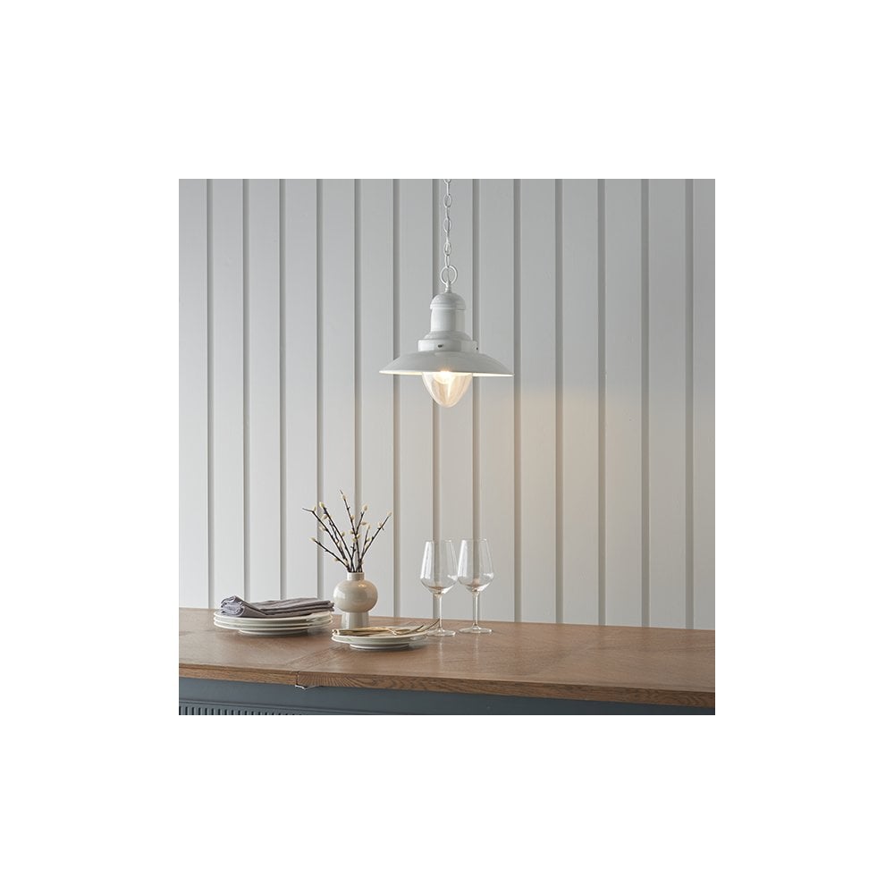 Polperro Pendant in Gloss Cream Finish