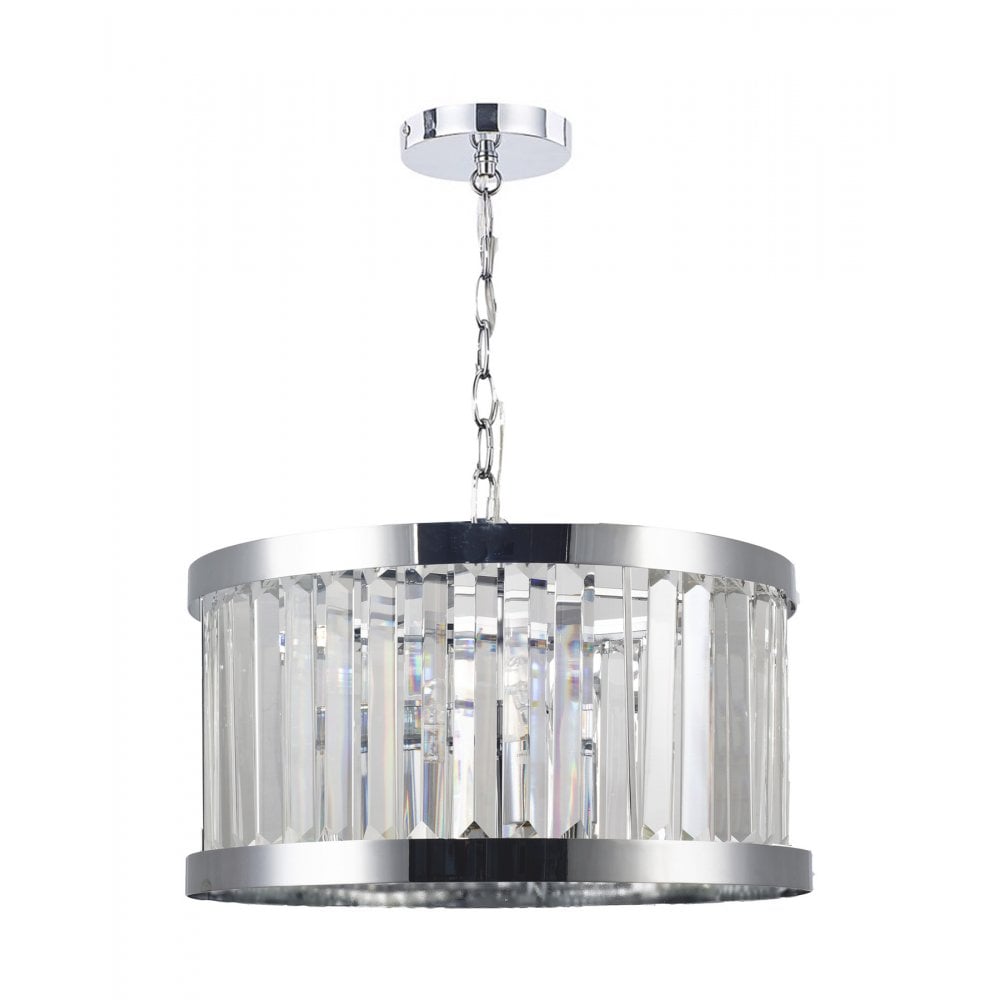 Pandora E27 3 Light Crystal Pendant Polished Chrome