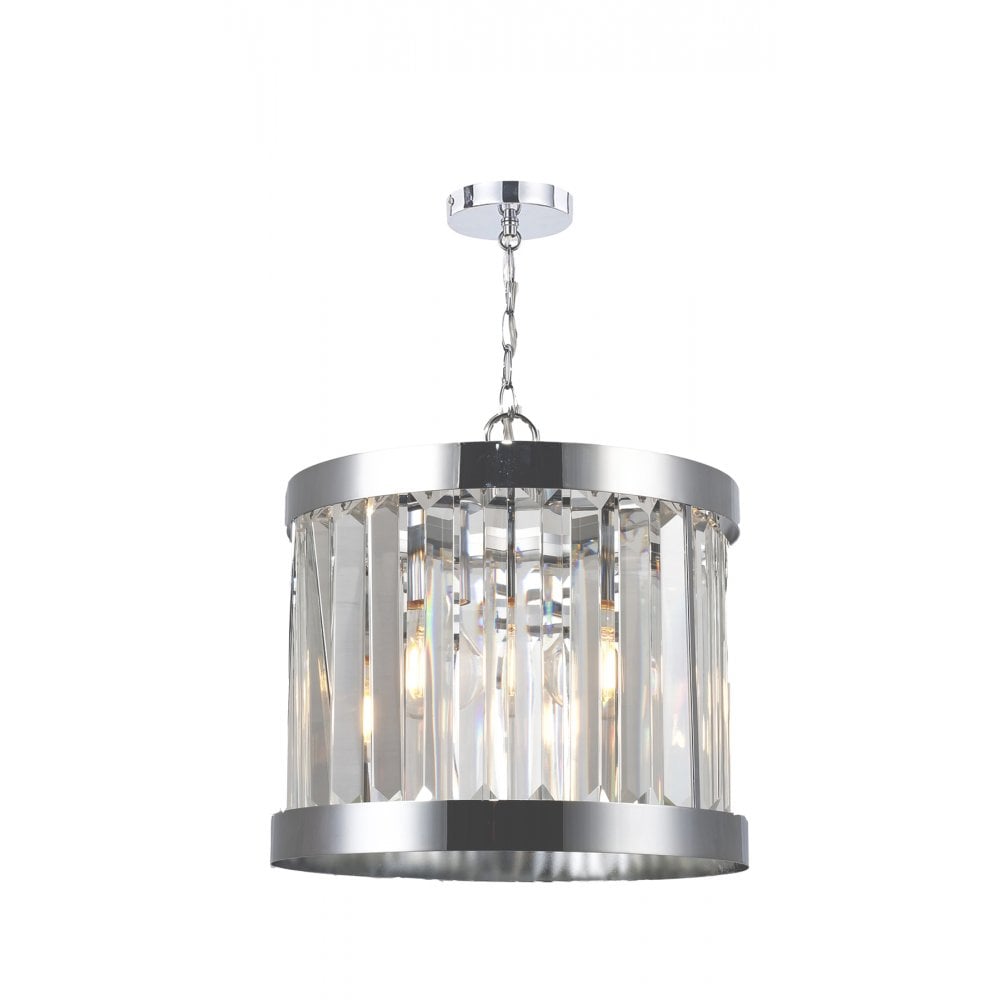 Pandora E27 Single Crystal Pendant Polished Chrome