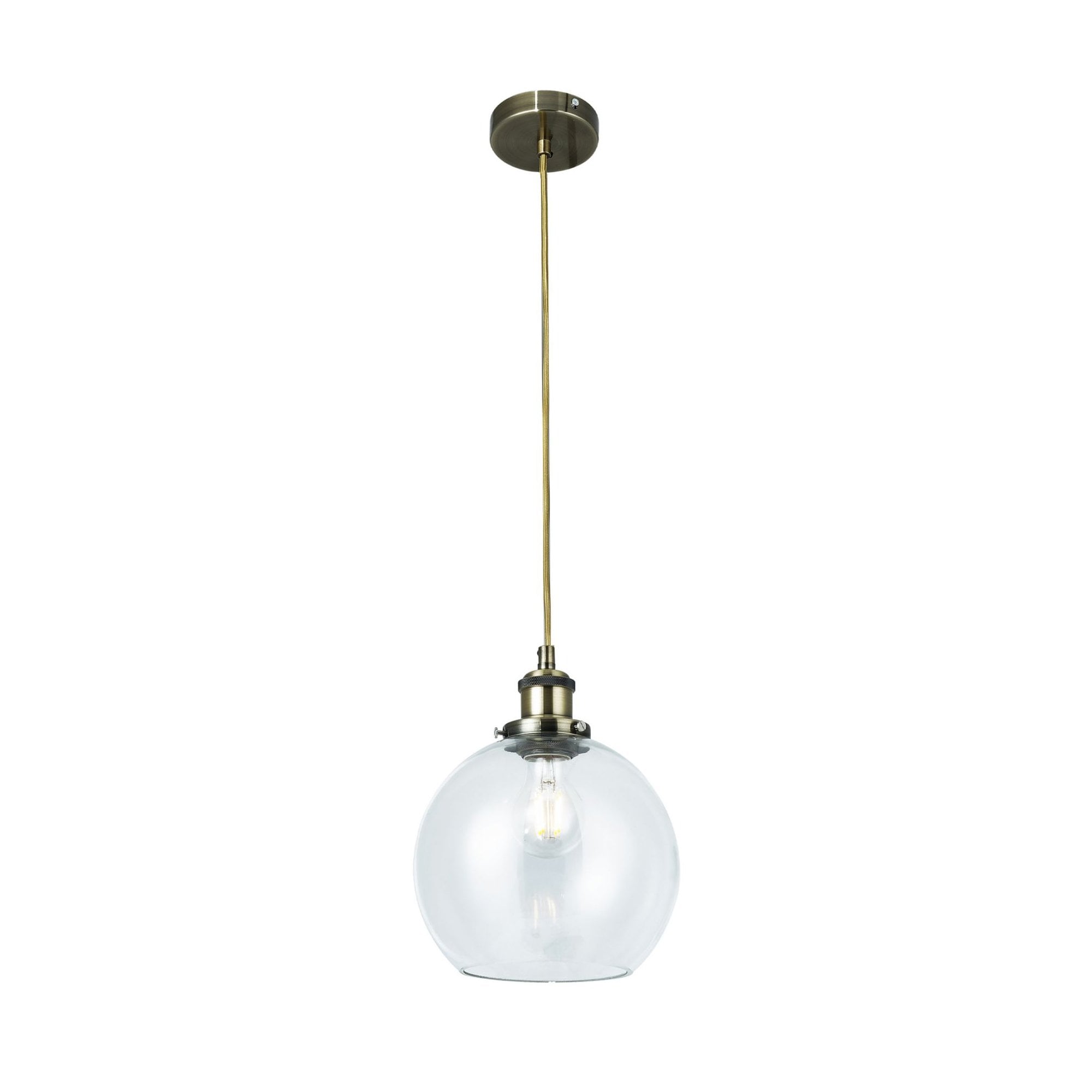 Lewis Small Glass Ball Pendant Antique Brass