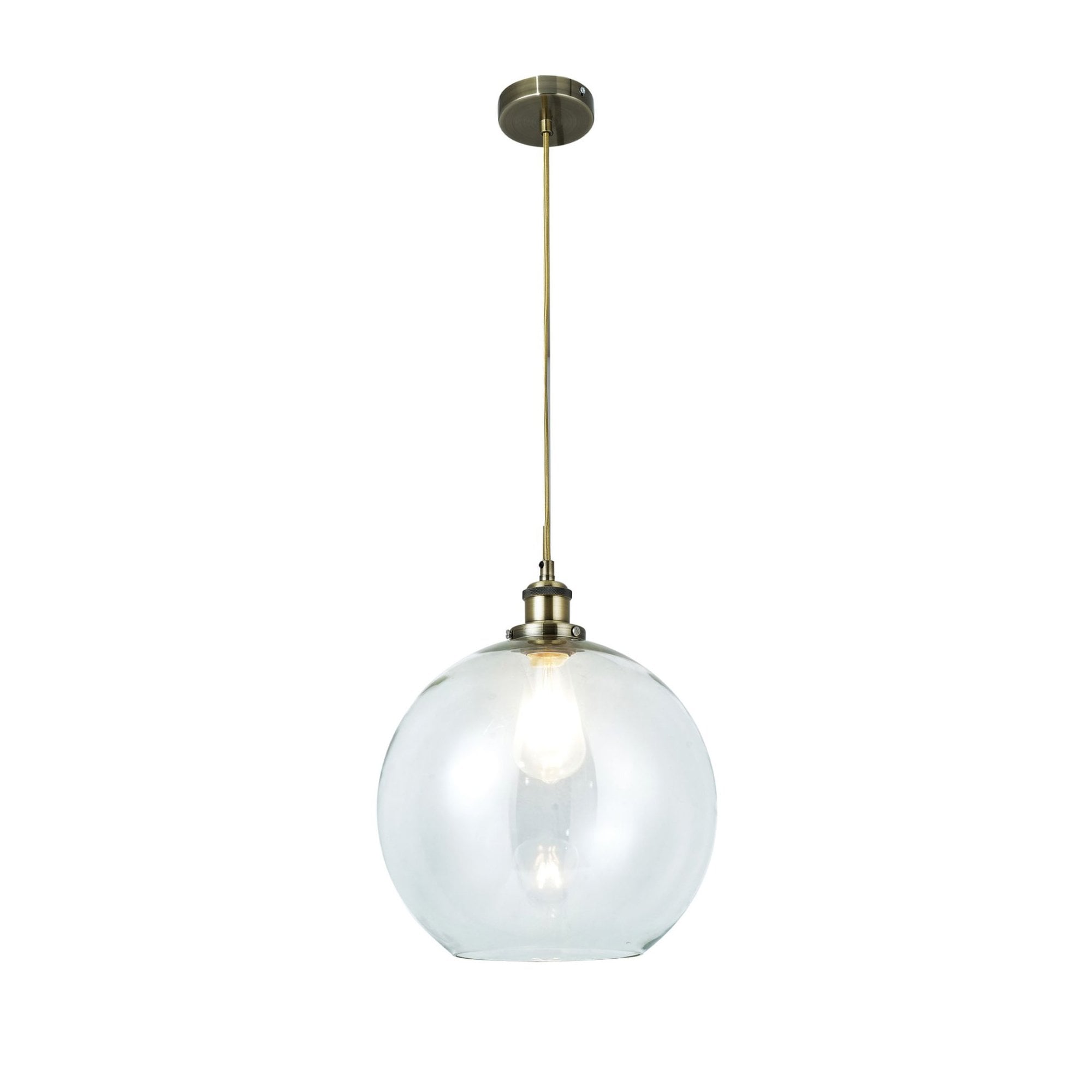 Lewis Medium Glass Ball Pendant Antique Brass