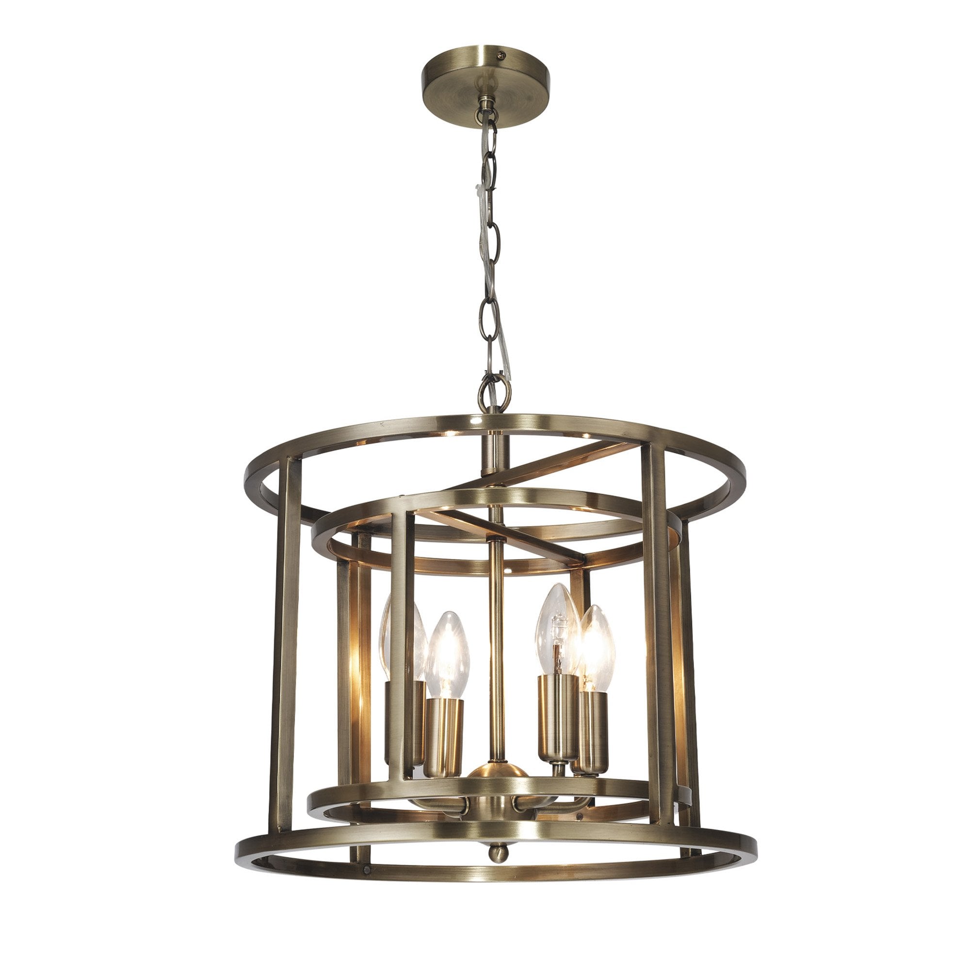 Chester 4 Light Lantern Pendant Antique Brass