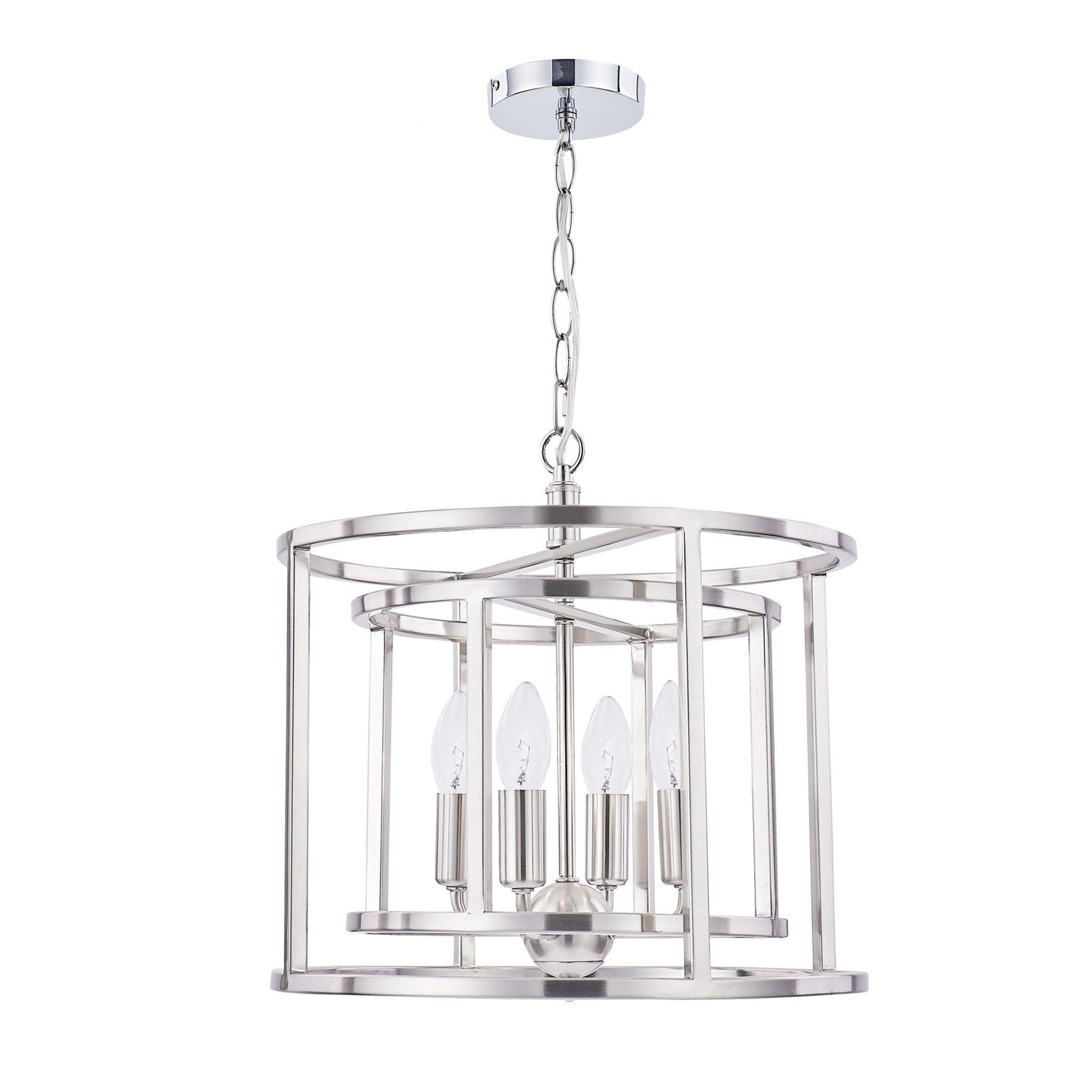 Chester 4 Light Lantern Pendant Satin Chrome