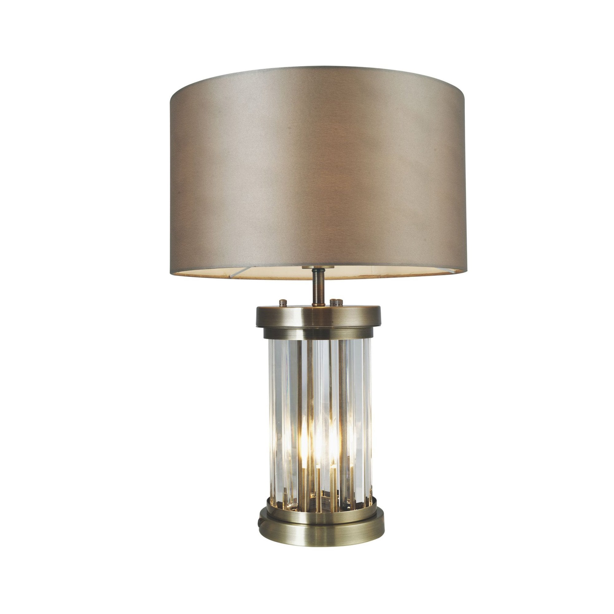 Pandora 2 Light Antique Brass Crystal Table Lamp