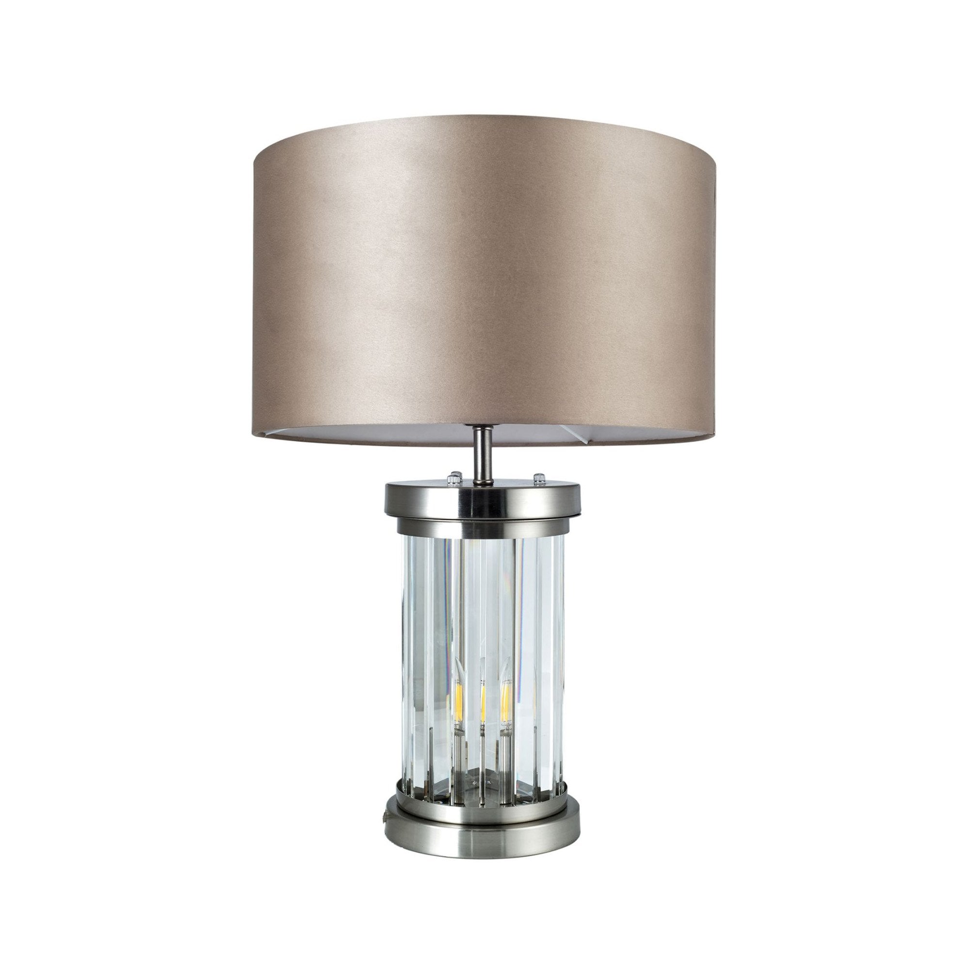Pandora 2 Light Satin Chrome Crystal Table Lamp