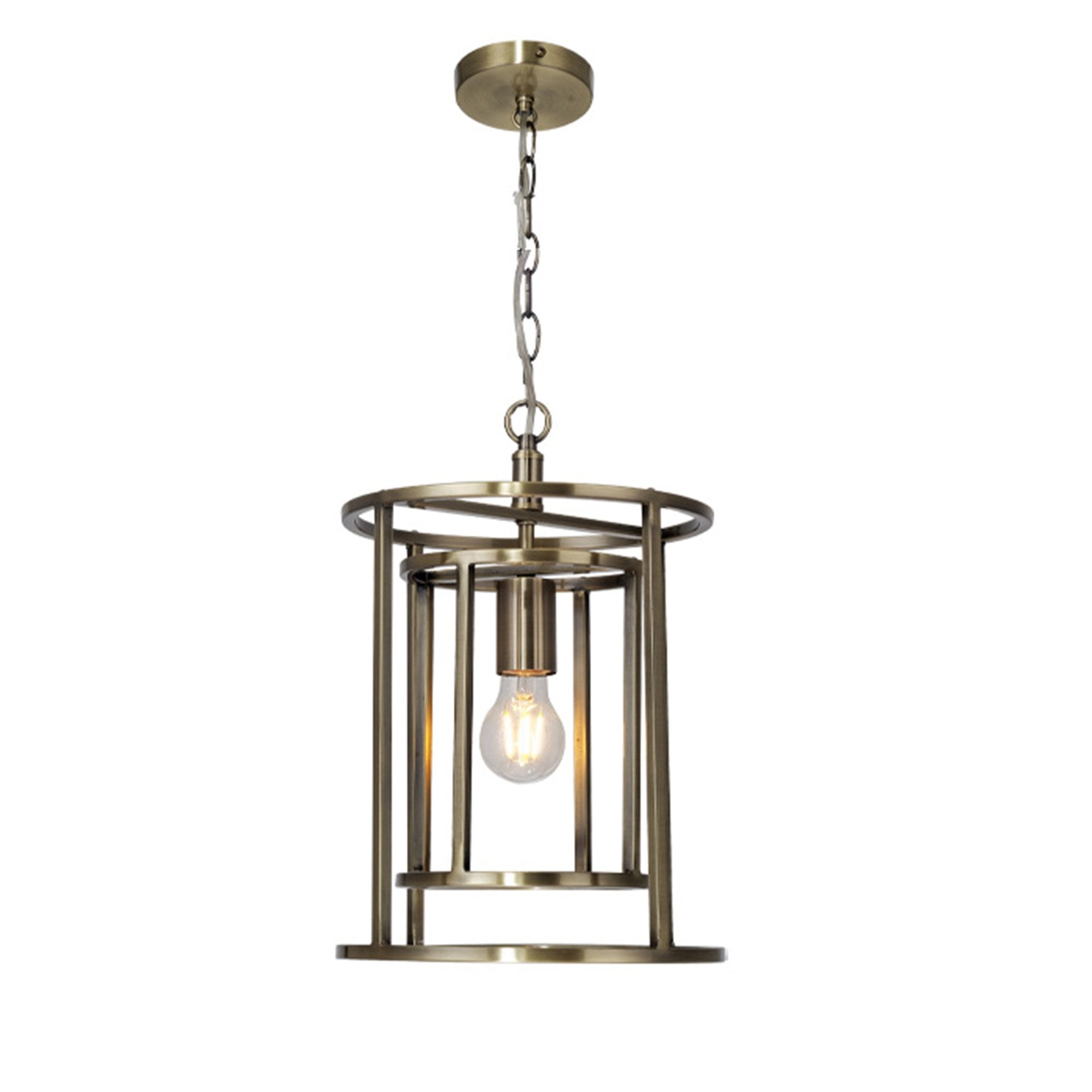 Chester 1 Light Lantern Pendant Antique Brass
