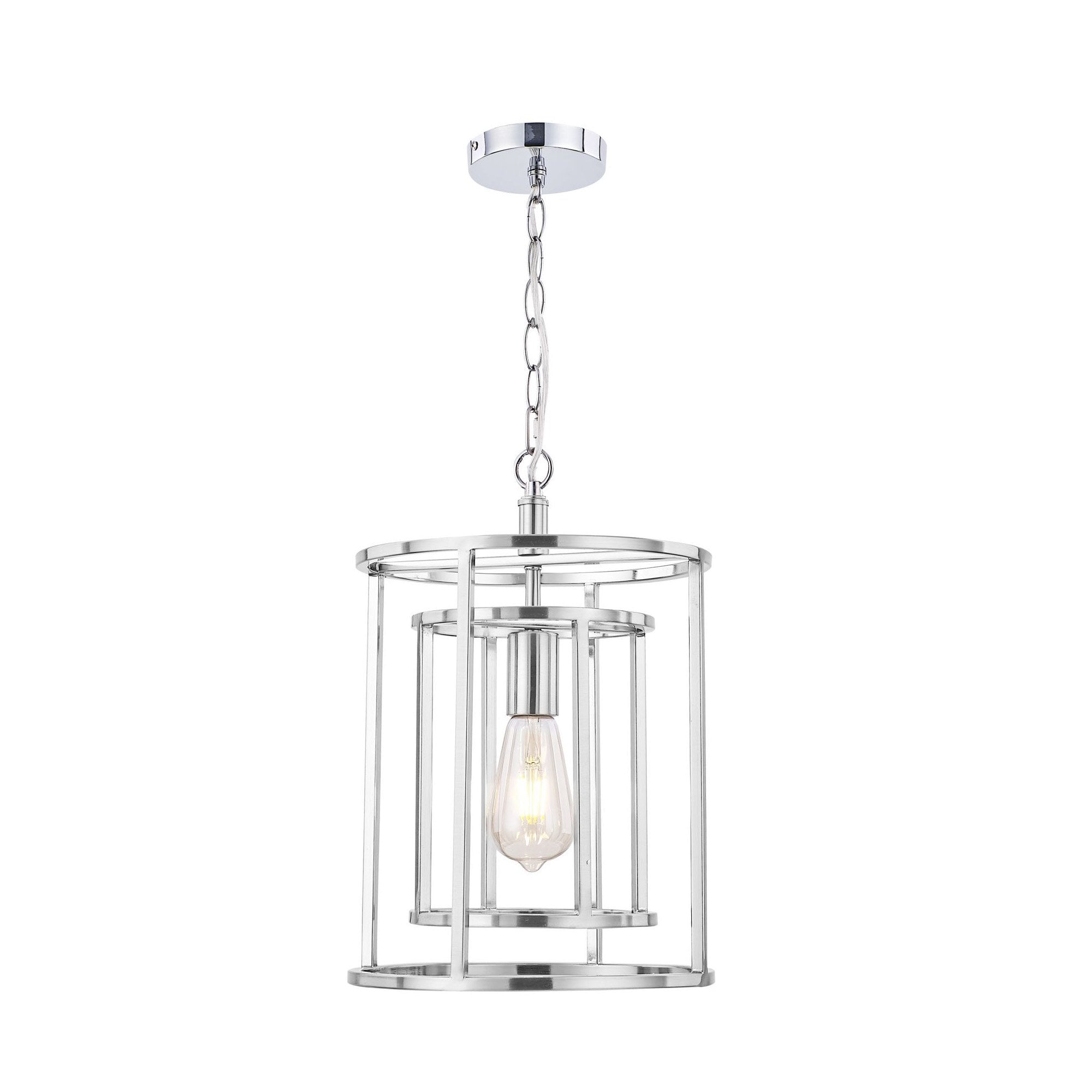 Chester 1 Light Lantern Pendant Satin Chrome