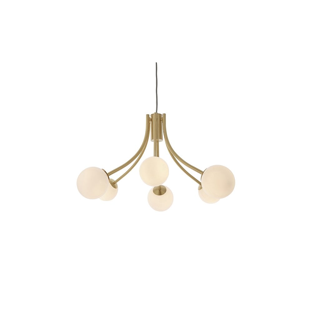 Bloom 6 Light Pendant in Gold with Opal Glass