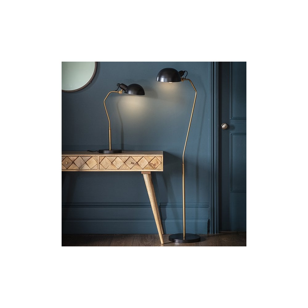 Largo Floor Lamp in Satin Black & Aged Brass Finish