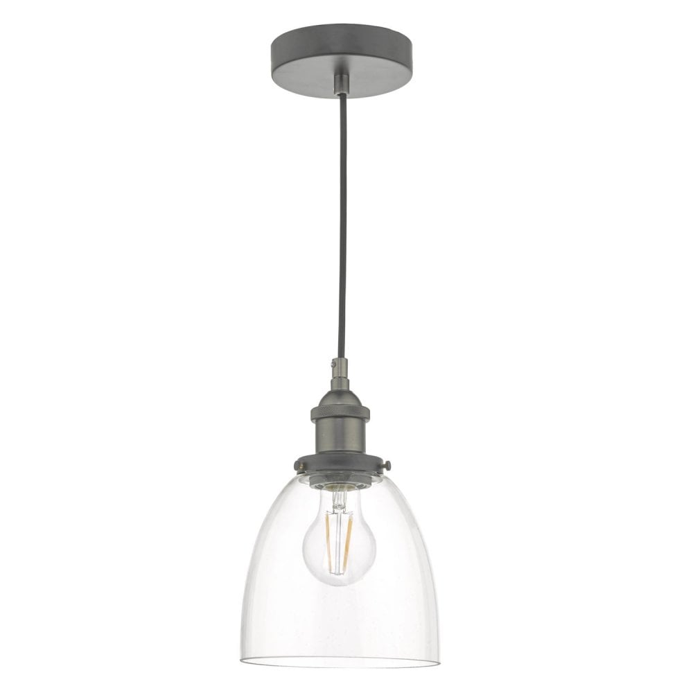 Arvin Single Pendant in Antique Chrome & Glass