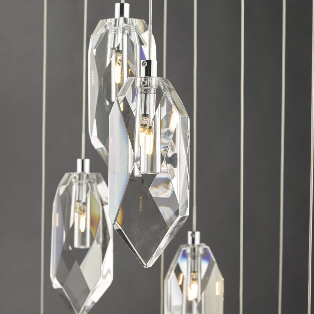 Crystal 12 Light Cluster Pendant in Polished Chrome