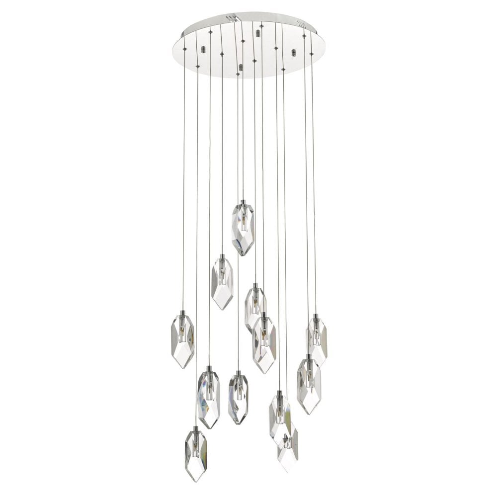 Crystal 12 Light Cluster Pendant in Polished Chrome