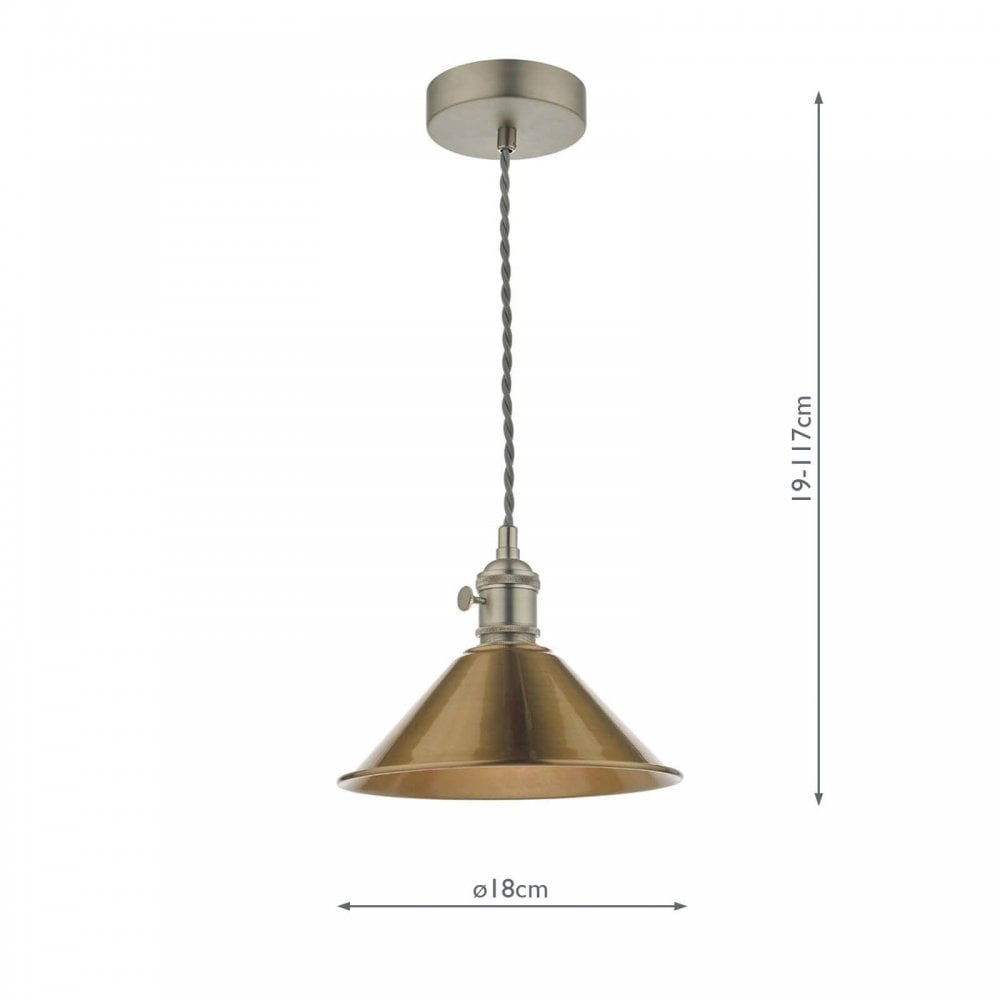 Hadano Pendant in Antique Chrome With Aged Brass Shade