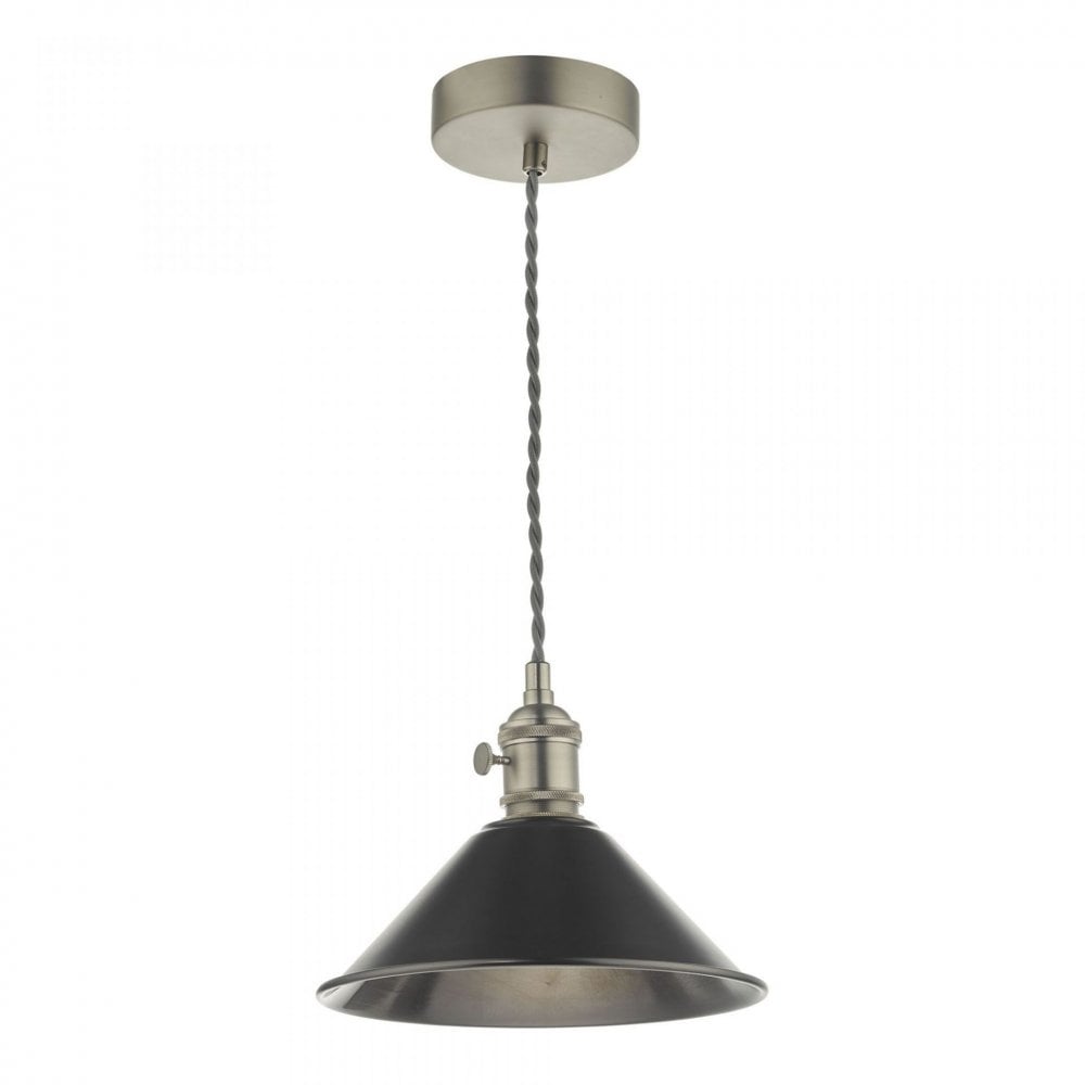Hadano Pendant in Antique Chrome With Antique Pewter Shade
