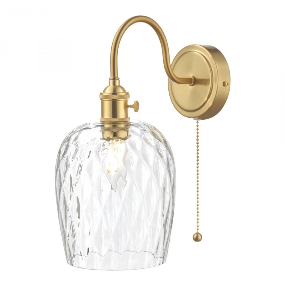 Hadano Brass Wall Light With Dimpled Shade