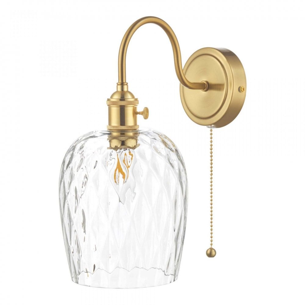 Hadano Brass Wall Light With Dimpled Shade