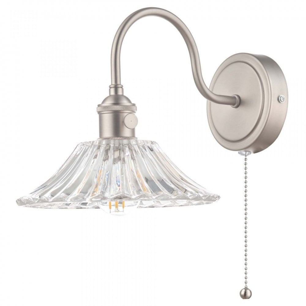 Hadano Antique Chrome Wall Light With Flared Glass Shade