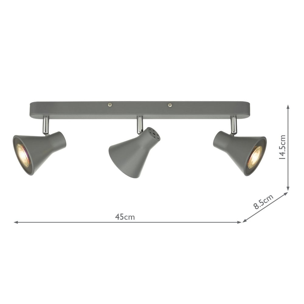 Diza 3 Light Spotlight Bar in Matt Grey