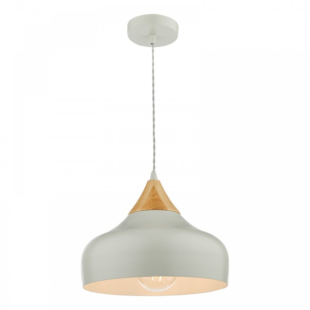 Gaucho Pendant in Grey with Wood Detail