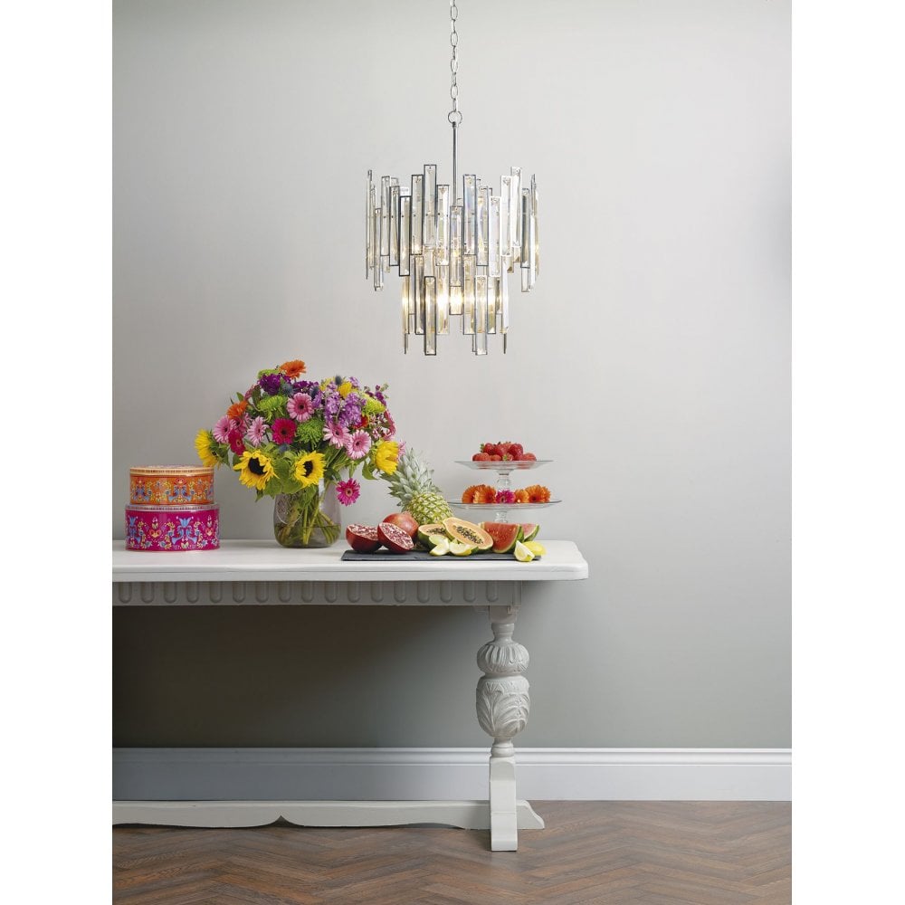 Odile 6 Light Champagne Crystal Pendant in Frame