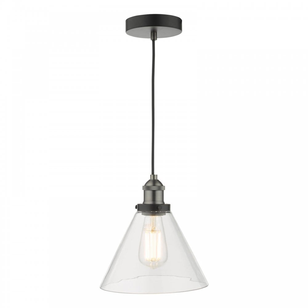 Ray Single Pendant in Antique Nickel with Clear Glass